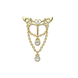 Gold angle wing with chain design belly rings