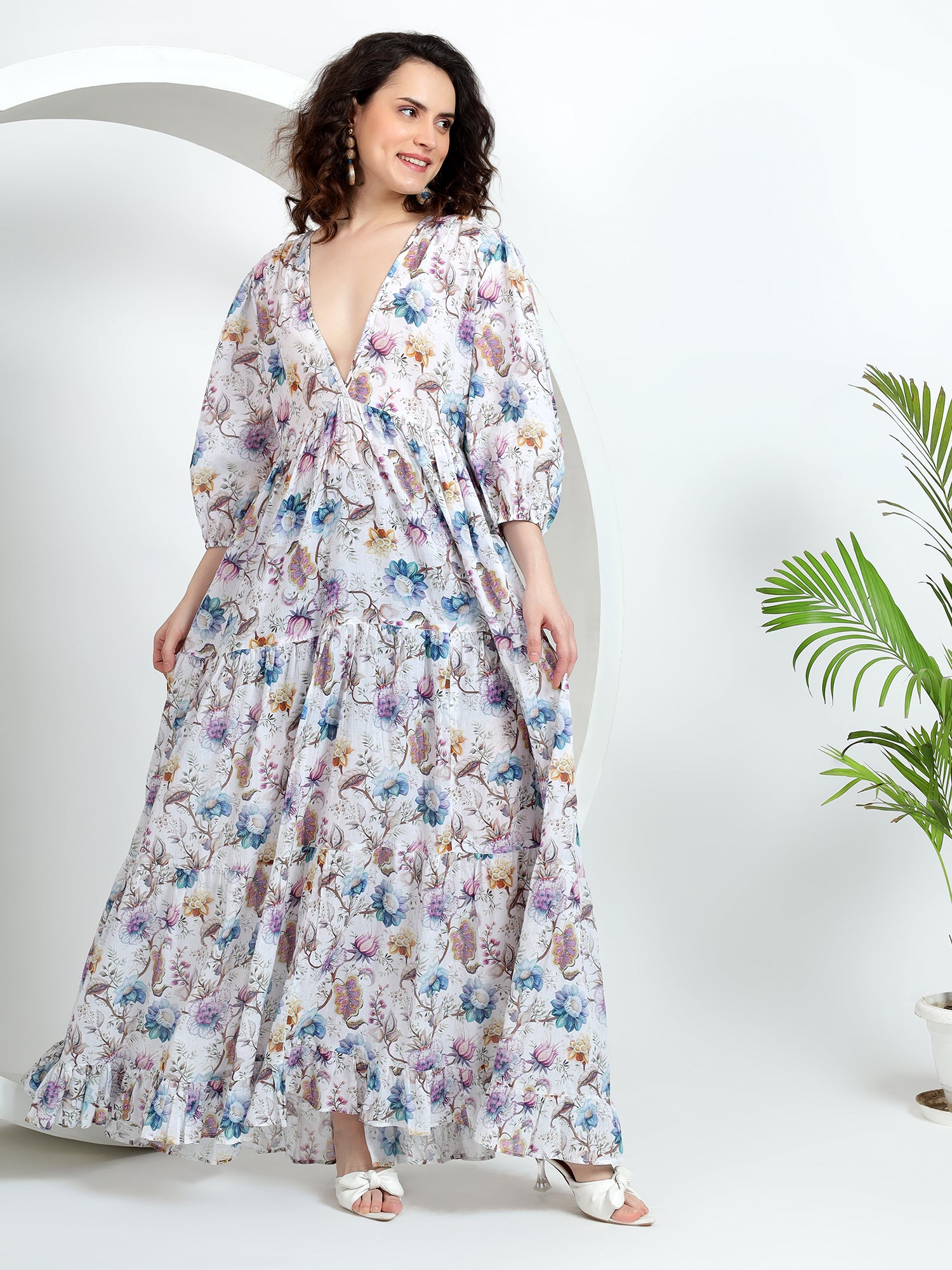 Maxi Gown with Floral Print
