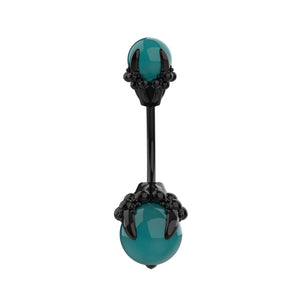 Teal belly button piercing