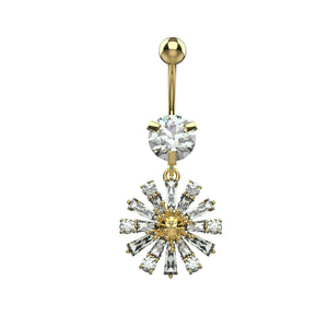 traditional belly ring india - floral belly button ring silver