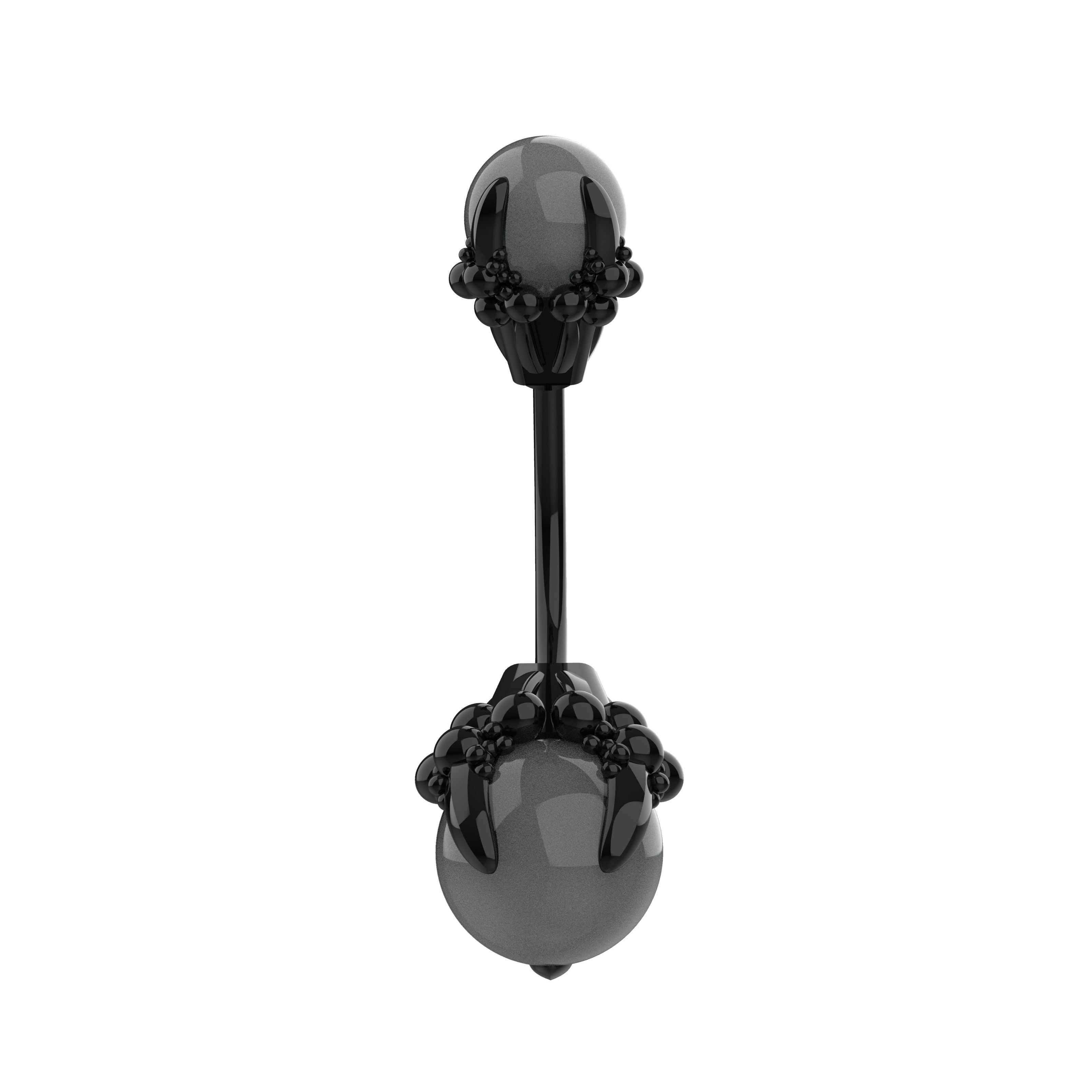 Skull belly ring with gray stone