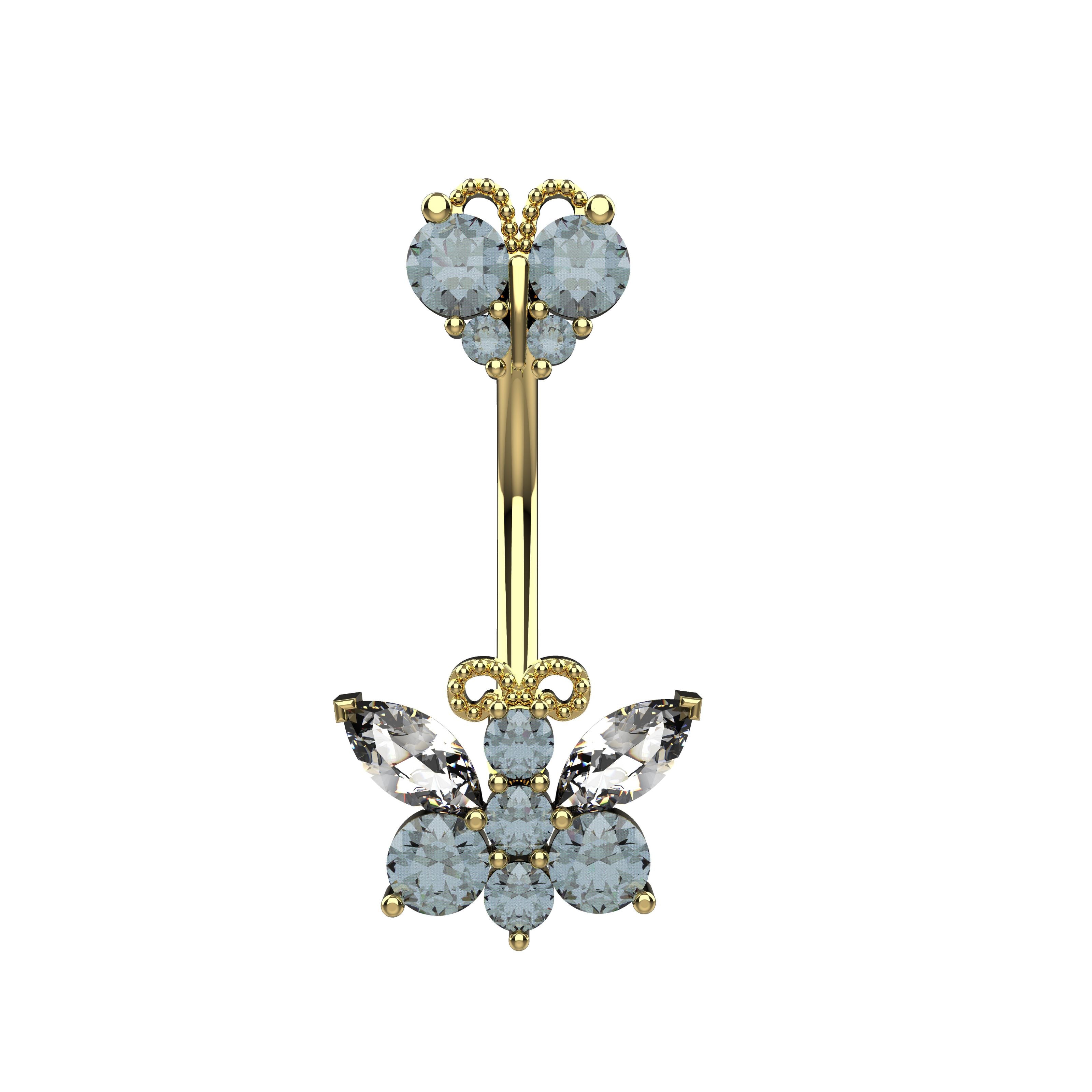 Gold belly piercing jewelry