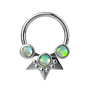 opal stone septum ring - indian tribal nose piercing jewellery for women