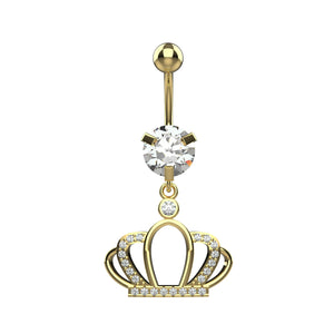 crown design silver belly ring - latest belly ring jewellery india