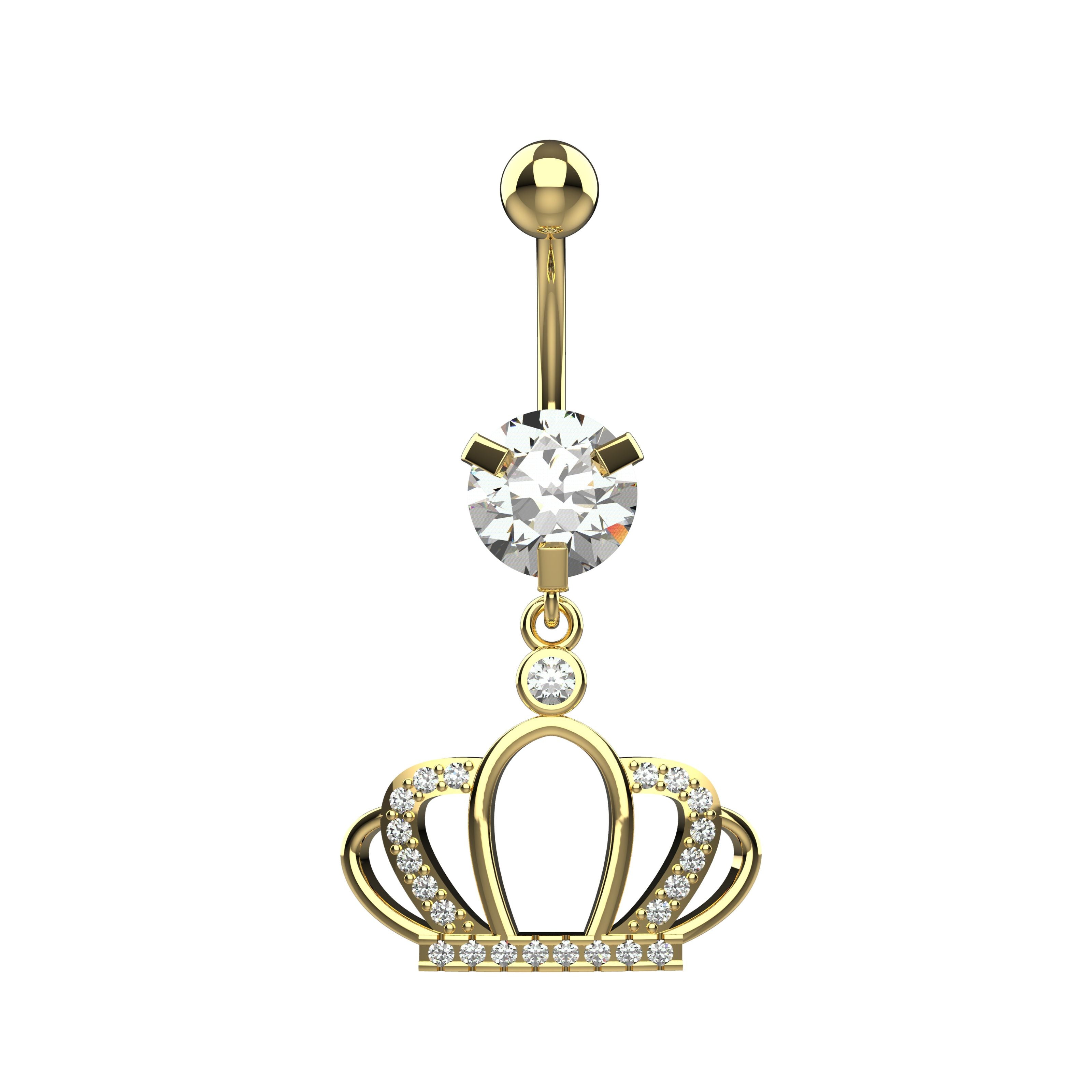 crown design silver belly ring - latest belly ring jewellery india