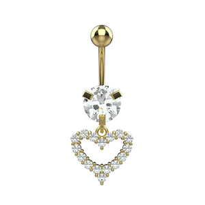 heart design navel ring - indian navel jewellery