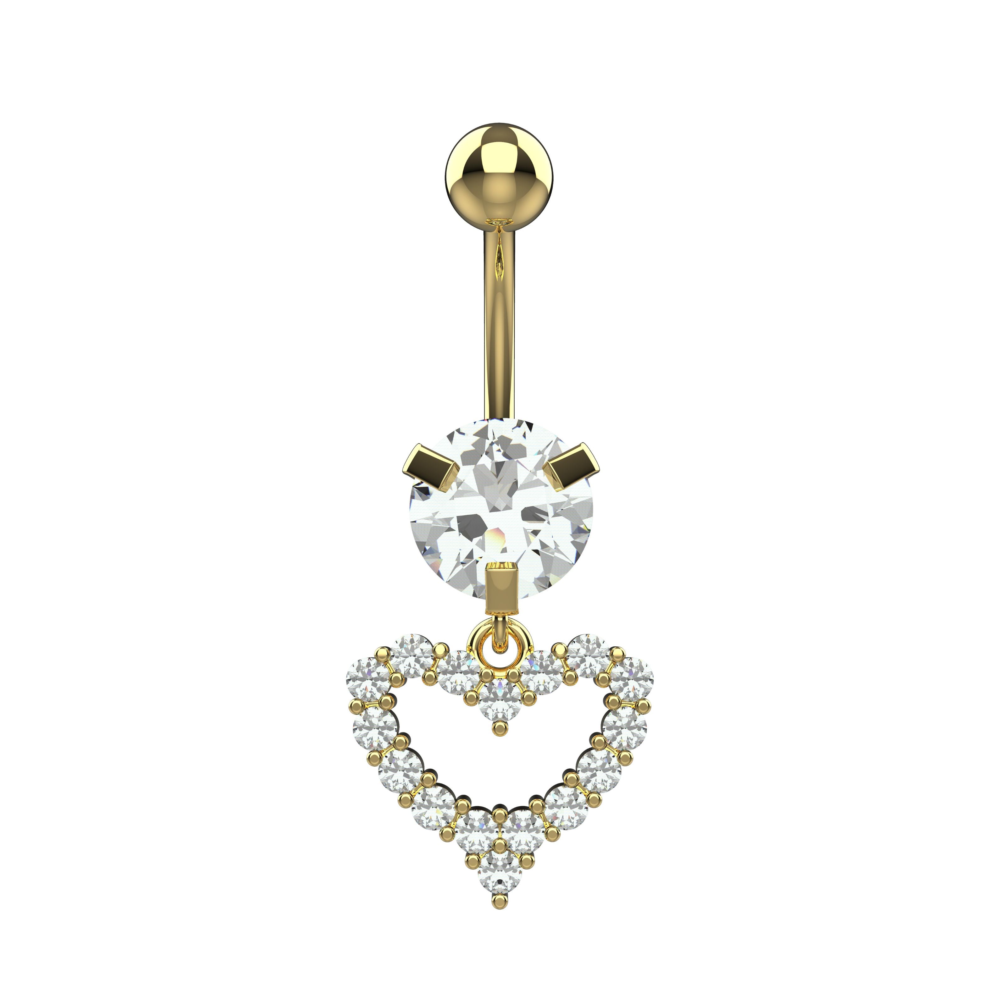 heart design navel ring - indian navel jewellery