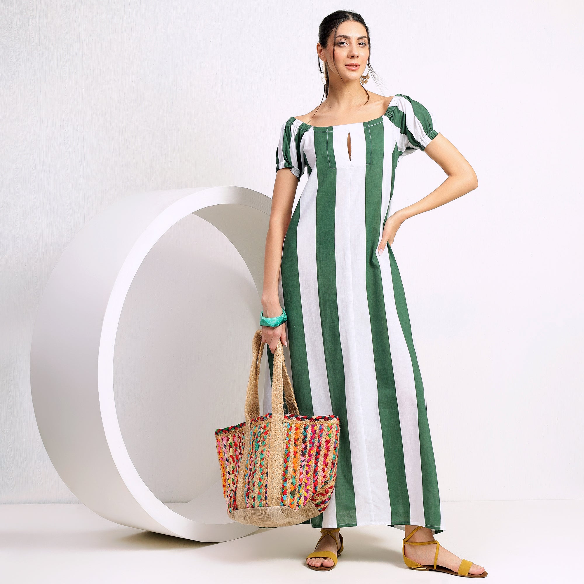 Striped Cotton Maxi Dress