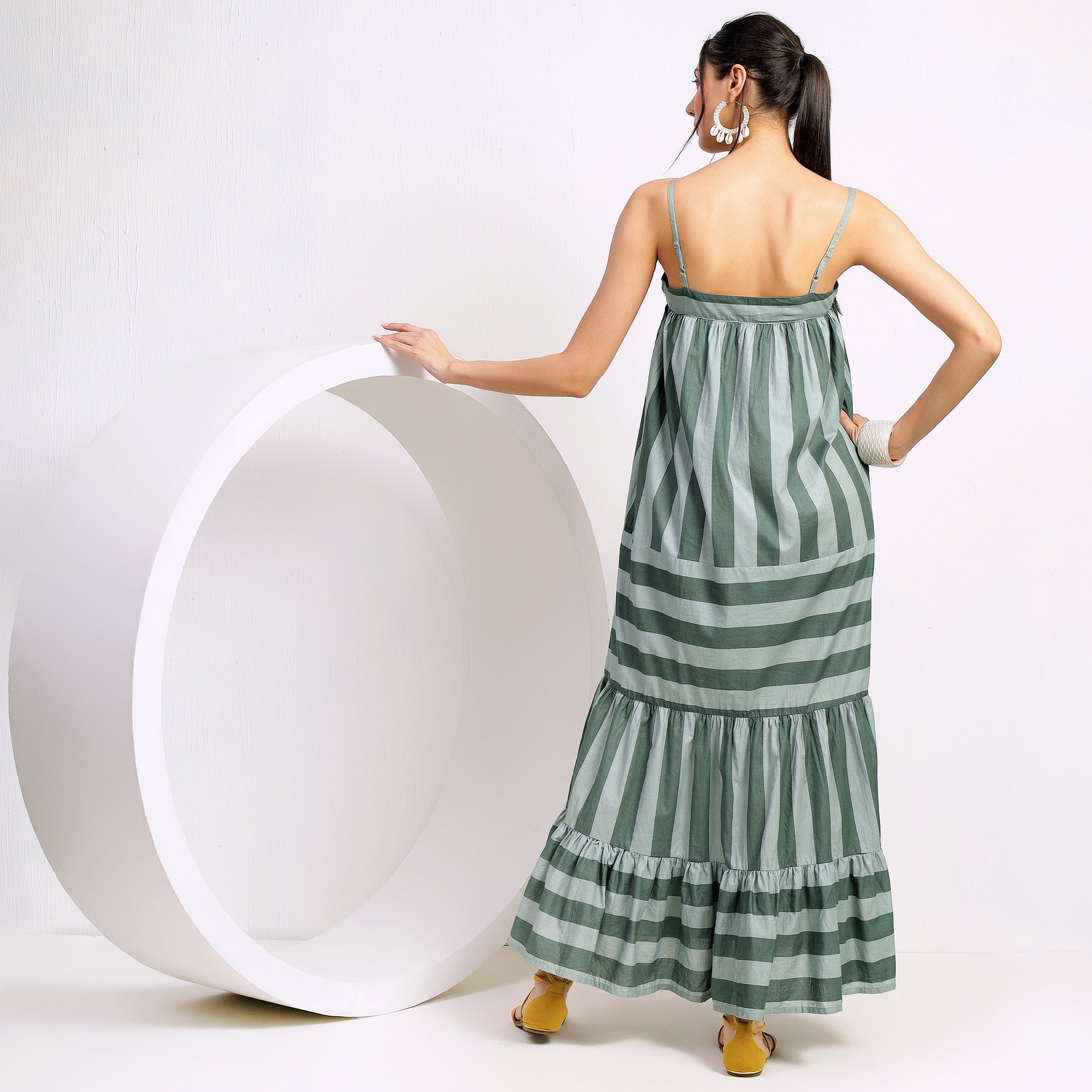 Vertical Striped Maxi Dress
