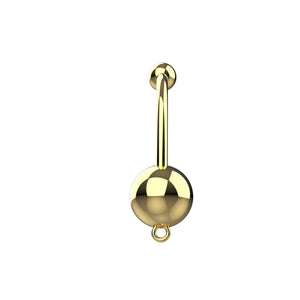 Gold belly button ring with a round ball design