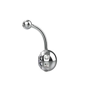 Silver navel ring with a clear gemstone 