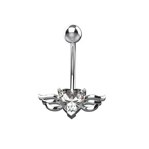 Silver navel ring with angel wing 
