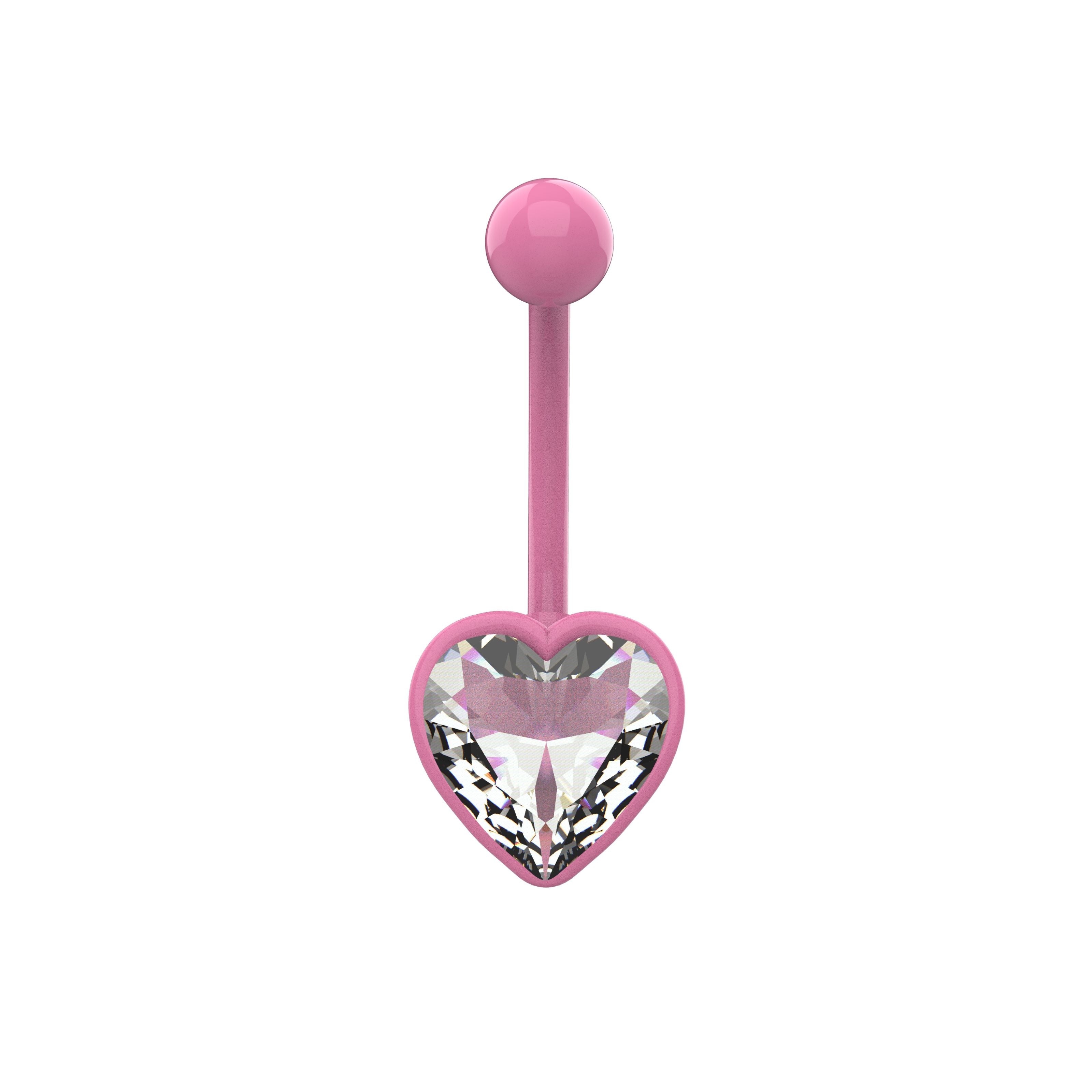 simple heart shape belly ring 14g