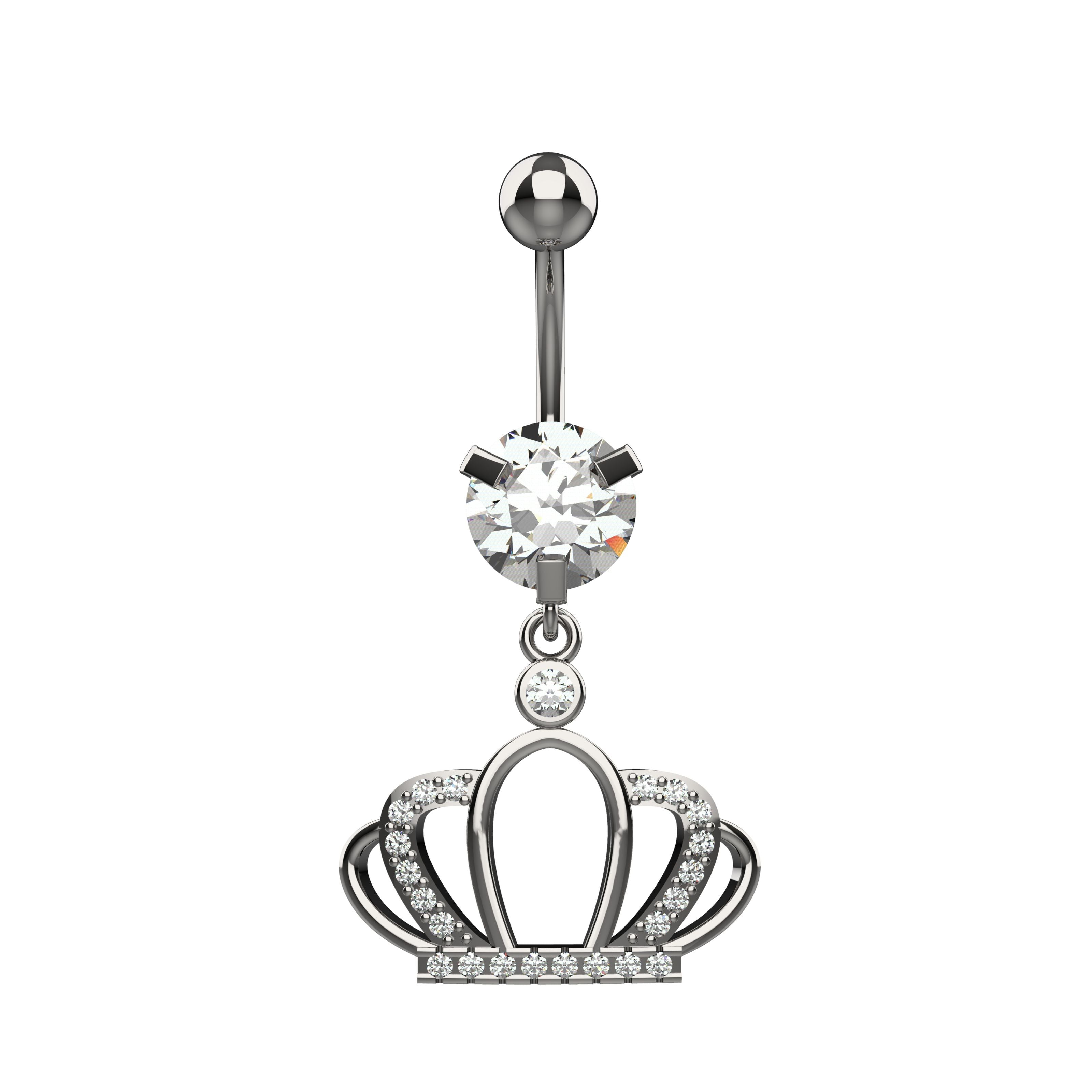 crown design silver belly ring - latest belly ring jewellery for indian women