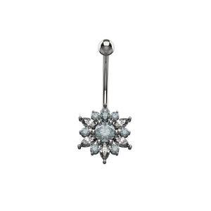 Silver Navel Ring Sunflower Shaped