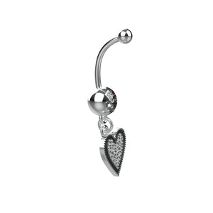 women’s heart navel piercing india - heart charm belly button ring