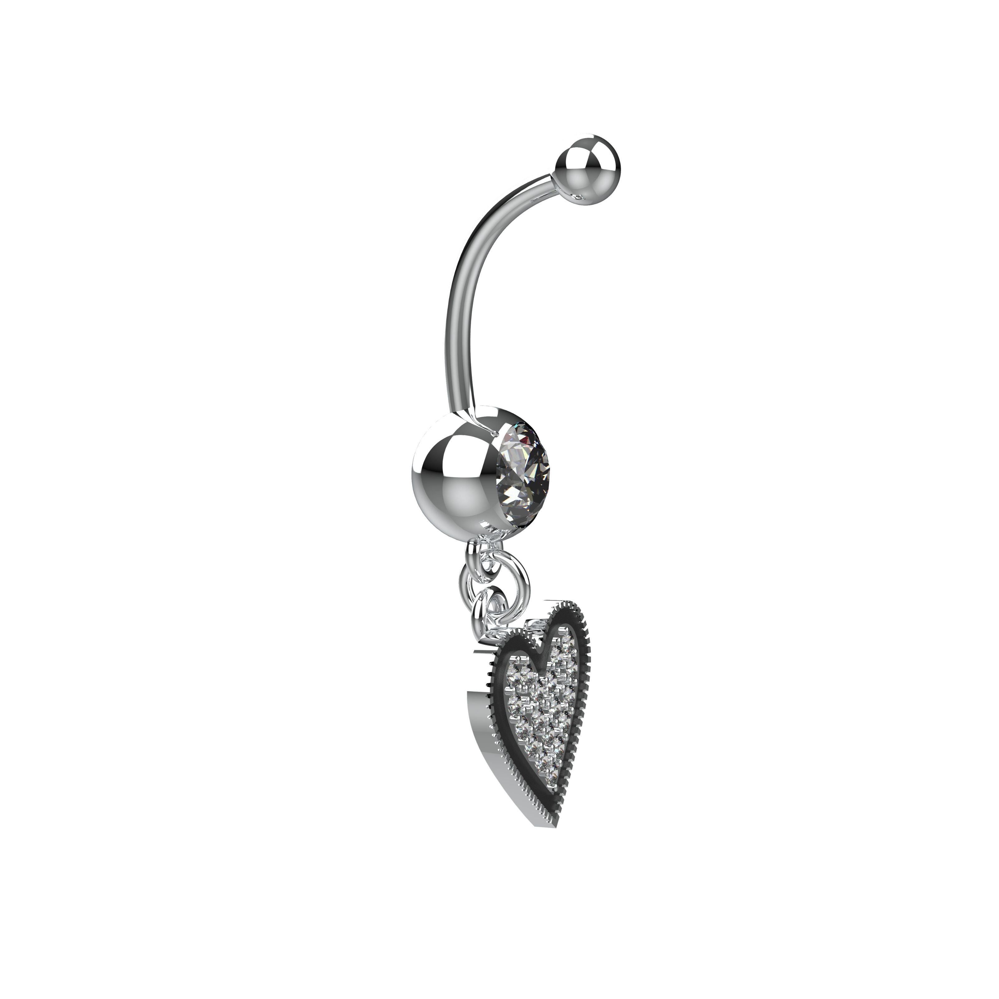 women’s heart navel piercing india - heart charm belly button ring