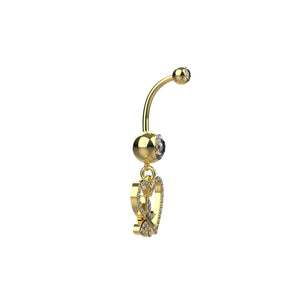 Heart and Butterfly Gold belly button ring 
