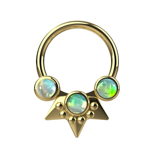 boho tribal septum jewellery - opal stone nose hoop