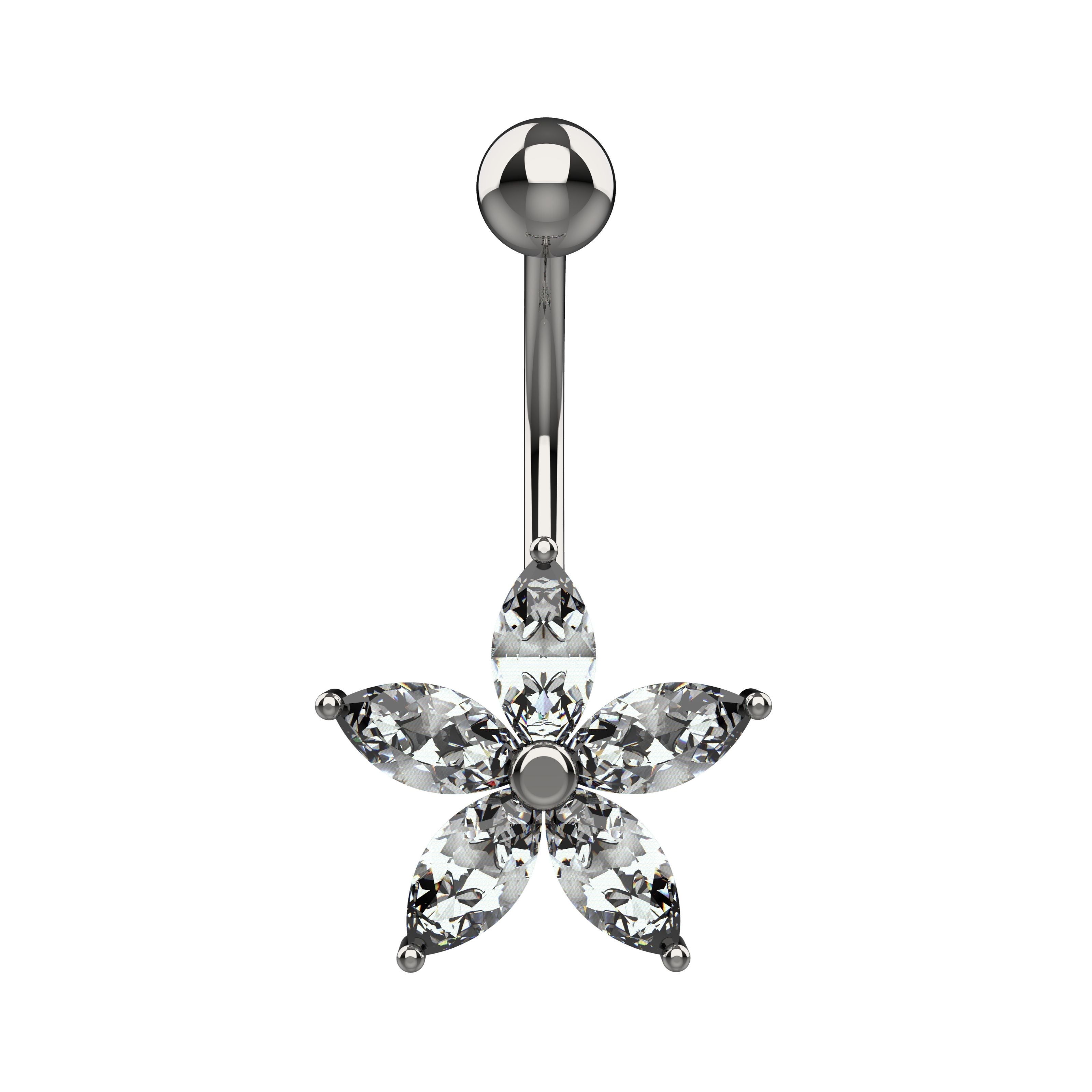 indian belly button ring gold - flower belly ring india