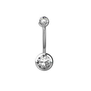 Silver belly ring with clear gemstones