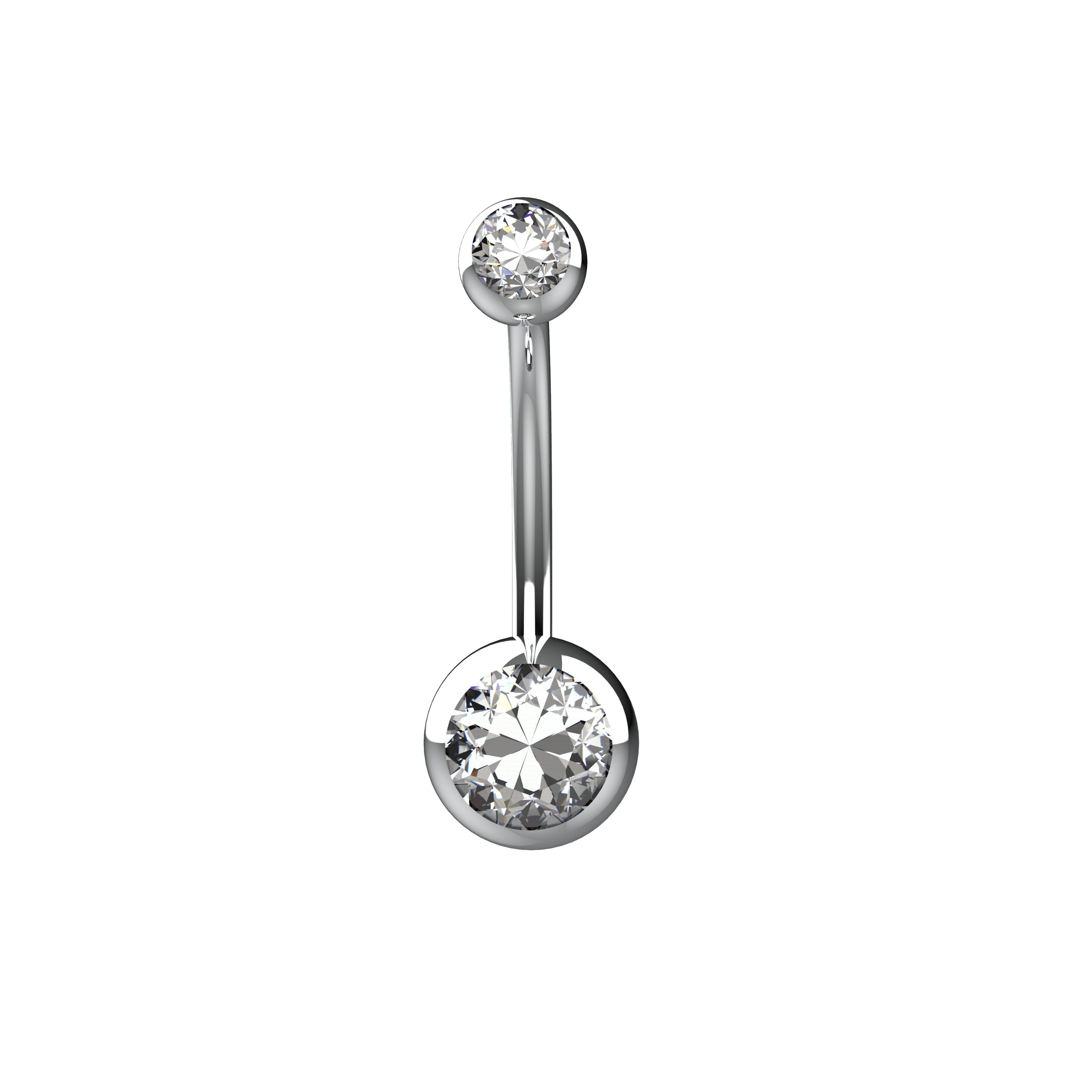Silver belly ring with clear gemstones