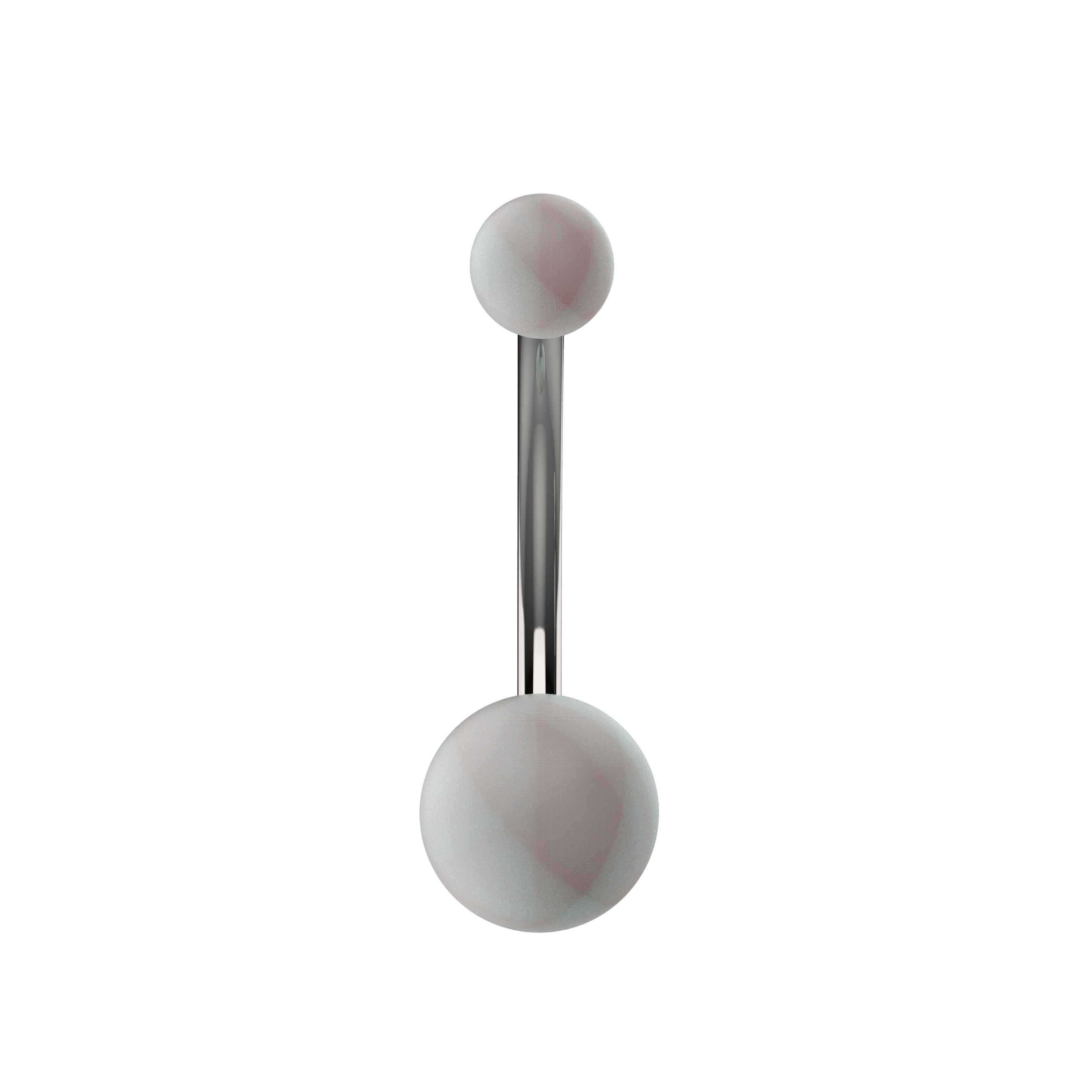 belly button piercing with two white pearl balls 