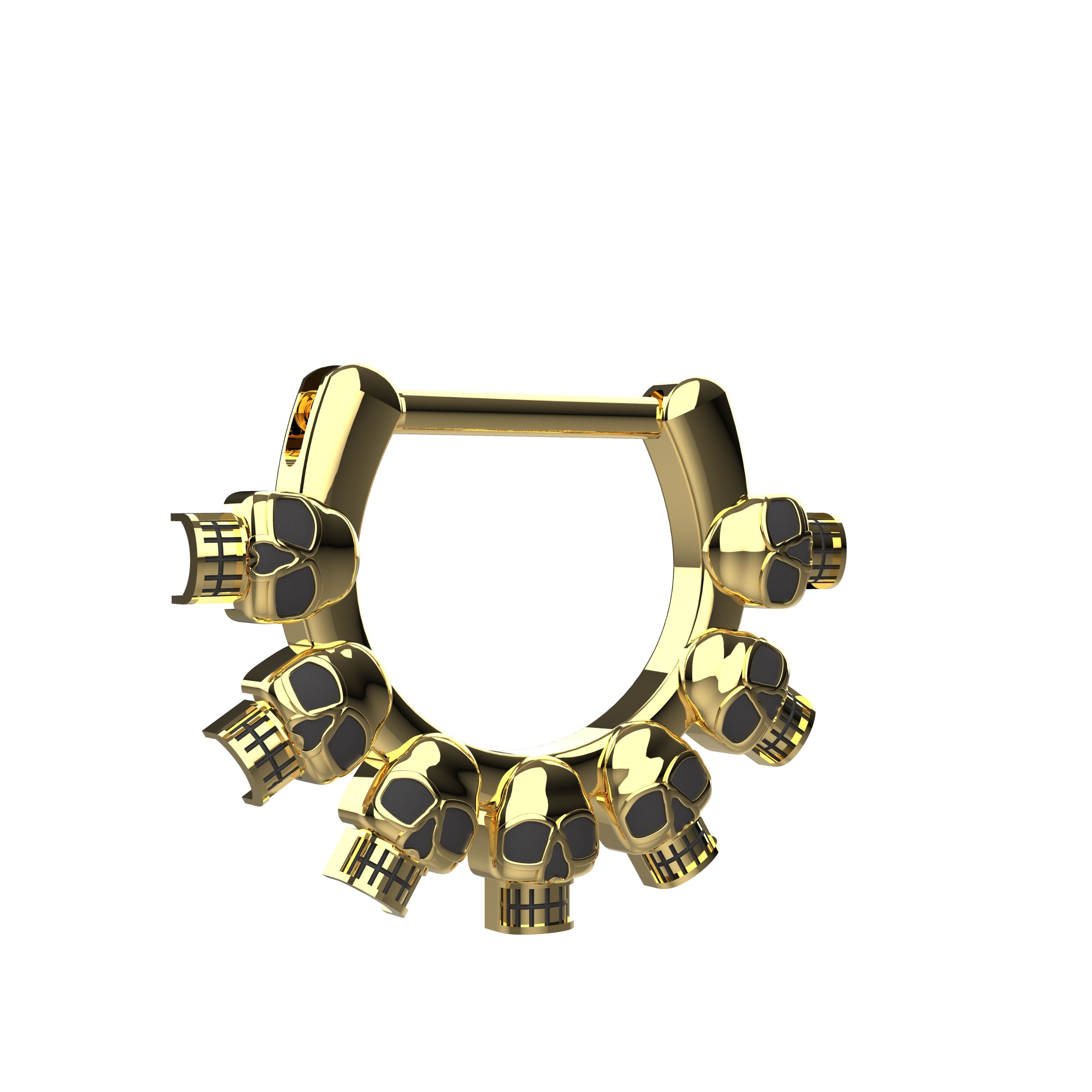 gold tribal septum ring - skull nose piercing ring