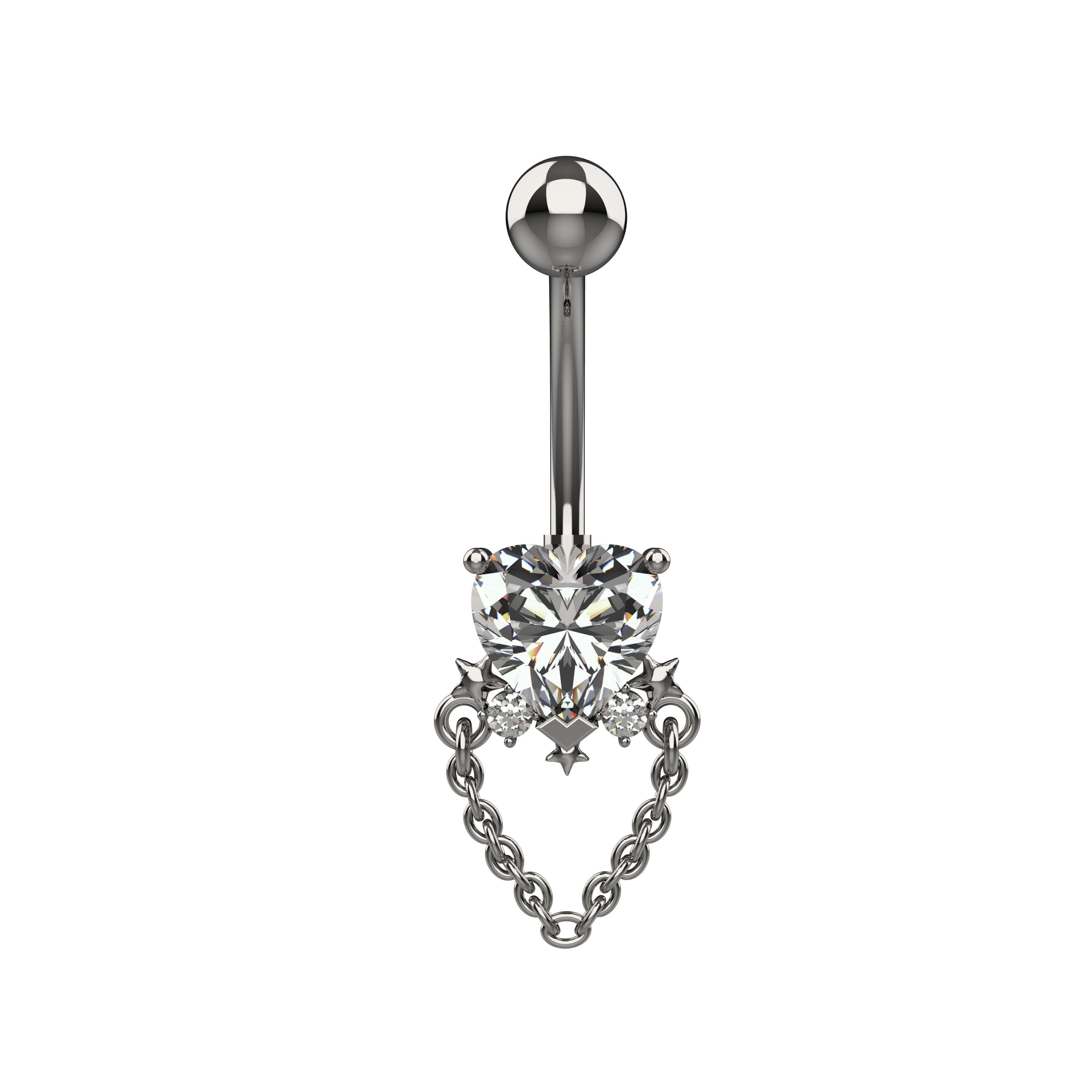 heart design belly button ring 14g - heart belly ring navel jewellery for women