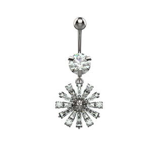 traditional belly ring silver - floral belly button ring for women
