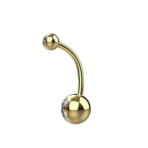 Gold navel piercing with clear gemstone 