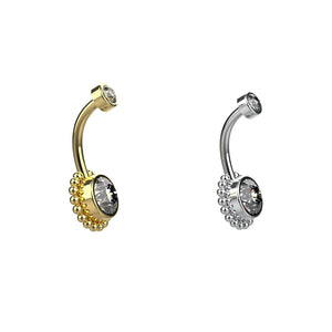 Gold and silver belly button rings with gemstones