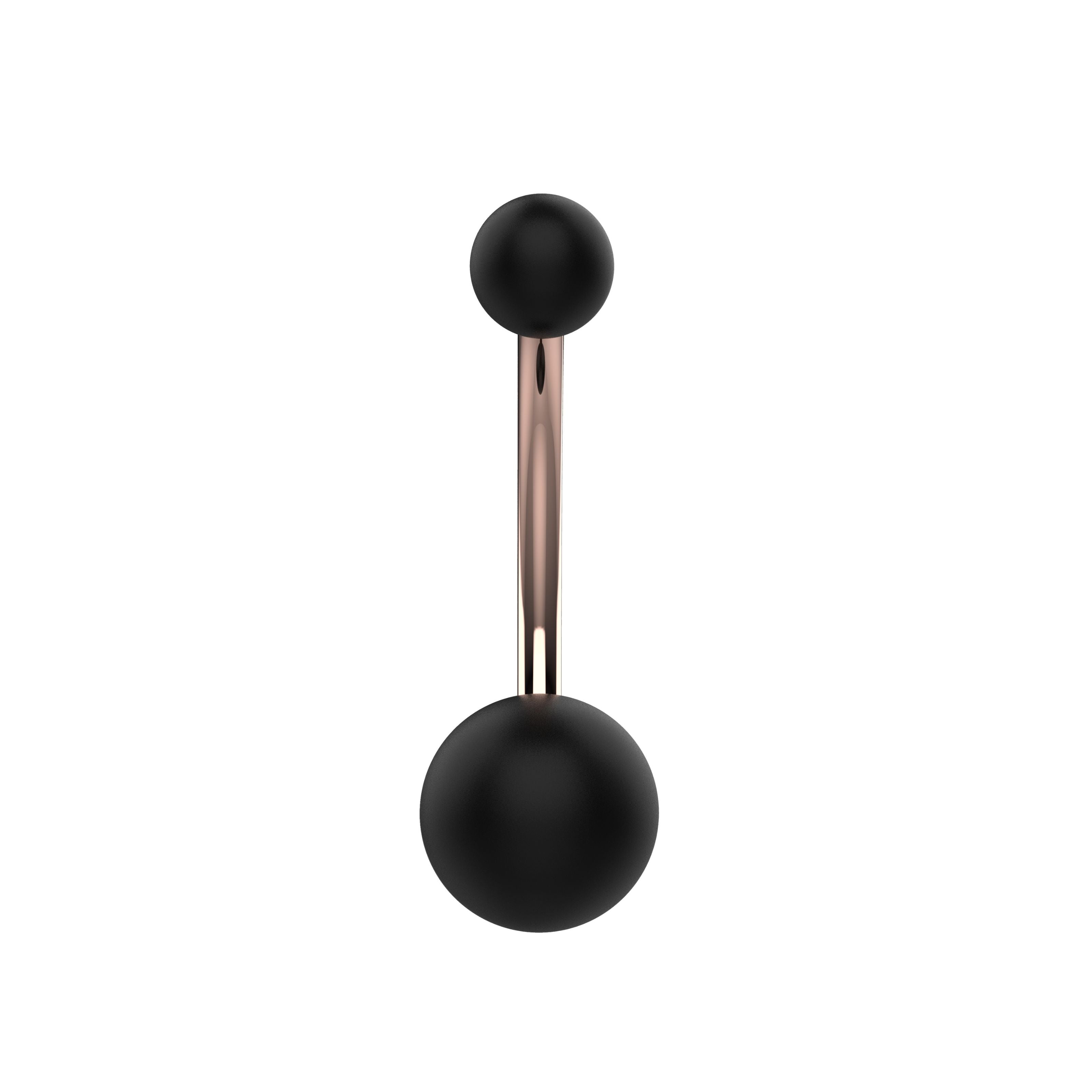 Elegant rose gold black pearl curved belly ring for teens