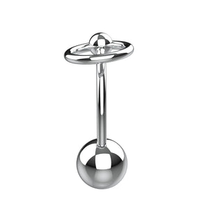 Silver belly piercing with a unique design 