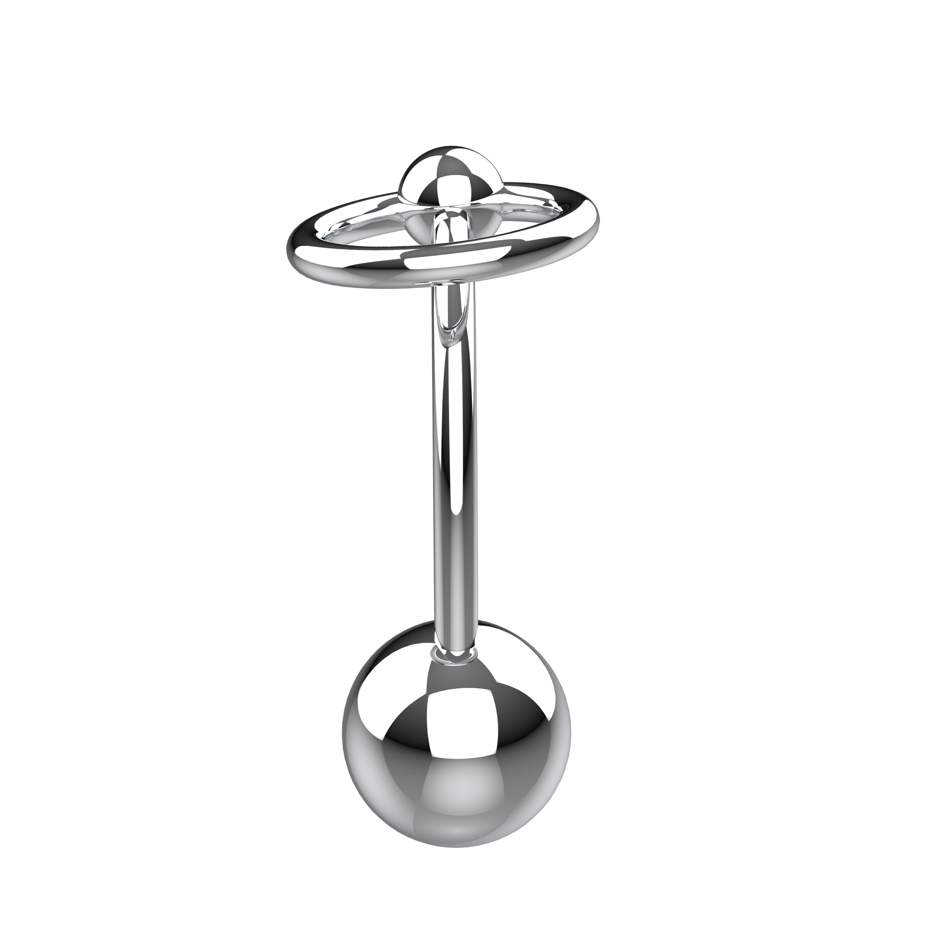 Silver belly piercing with a unique design 