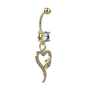 Fashion belly ring jewellery online India - Heart design belly piercing jewellery