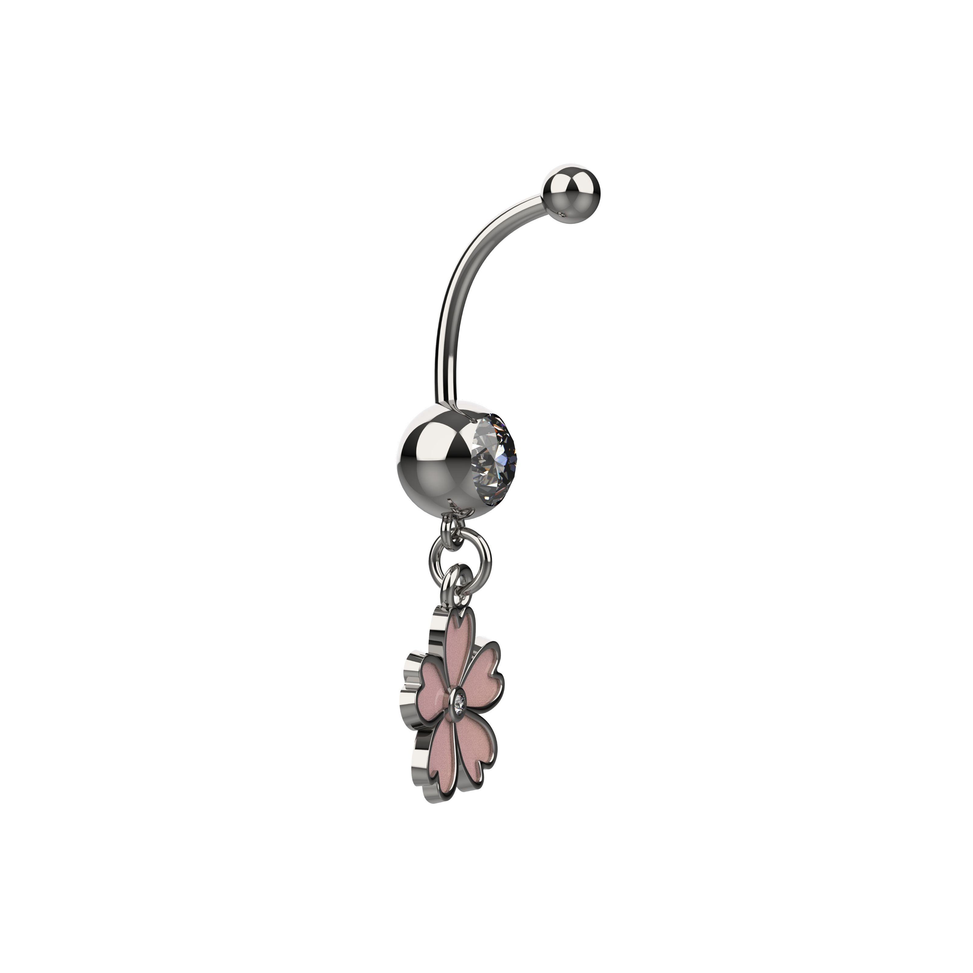 cute flower dangle belly jewellery - 14g flower design belly piercing