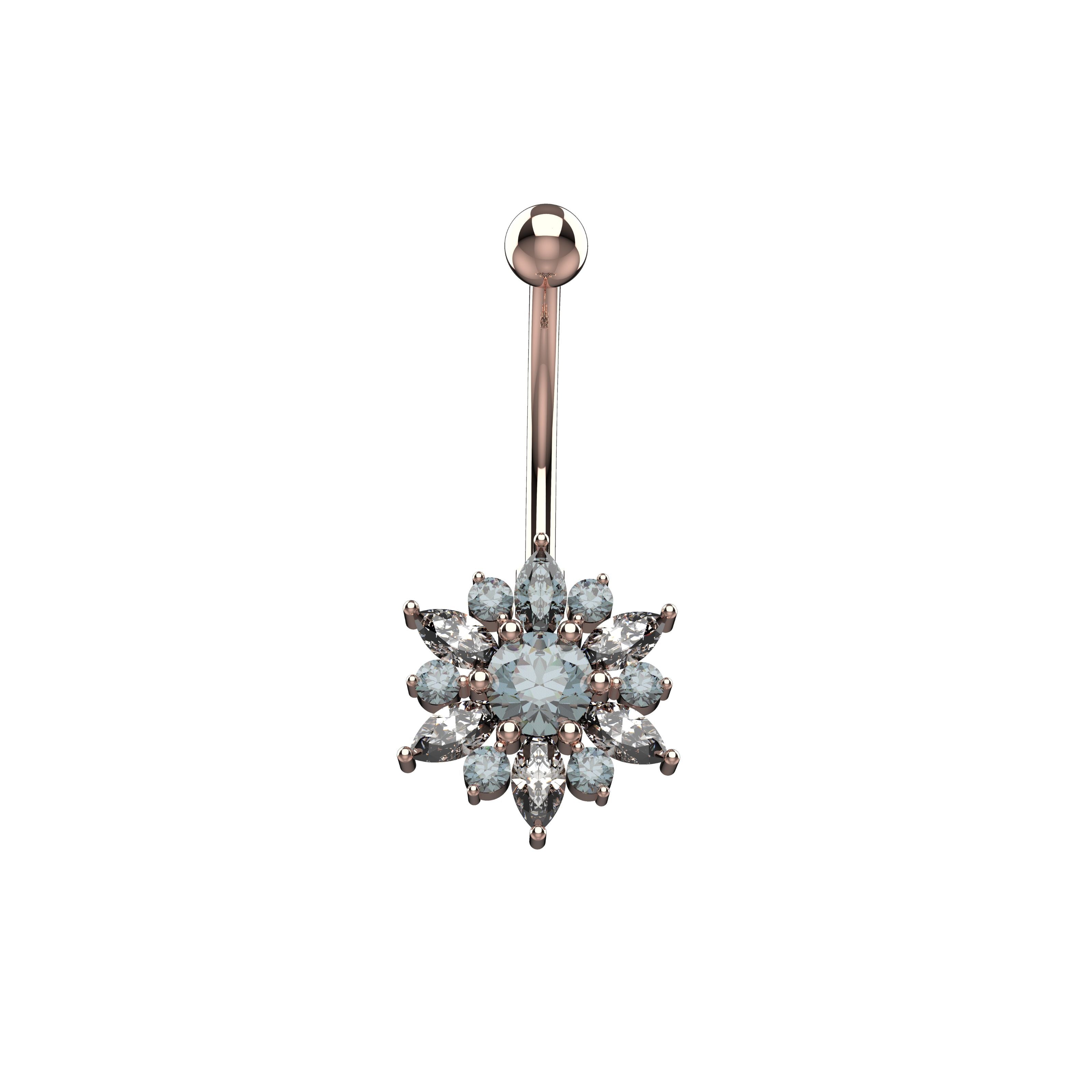 Rose gold sunflower navel ring
