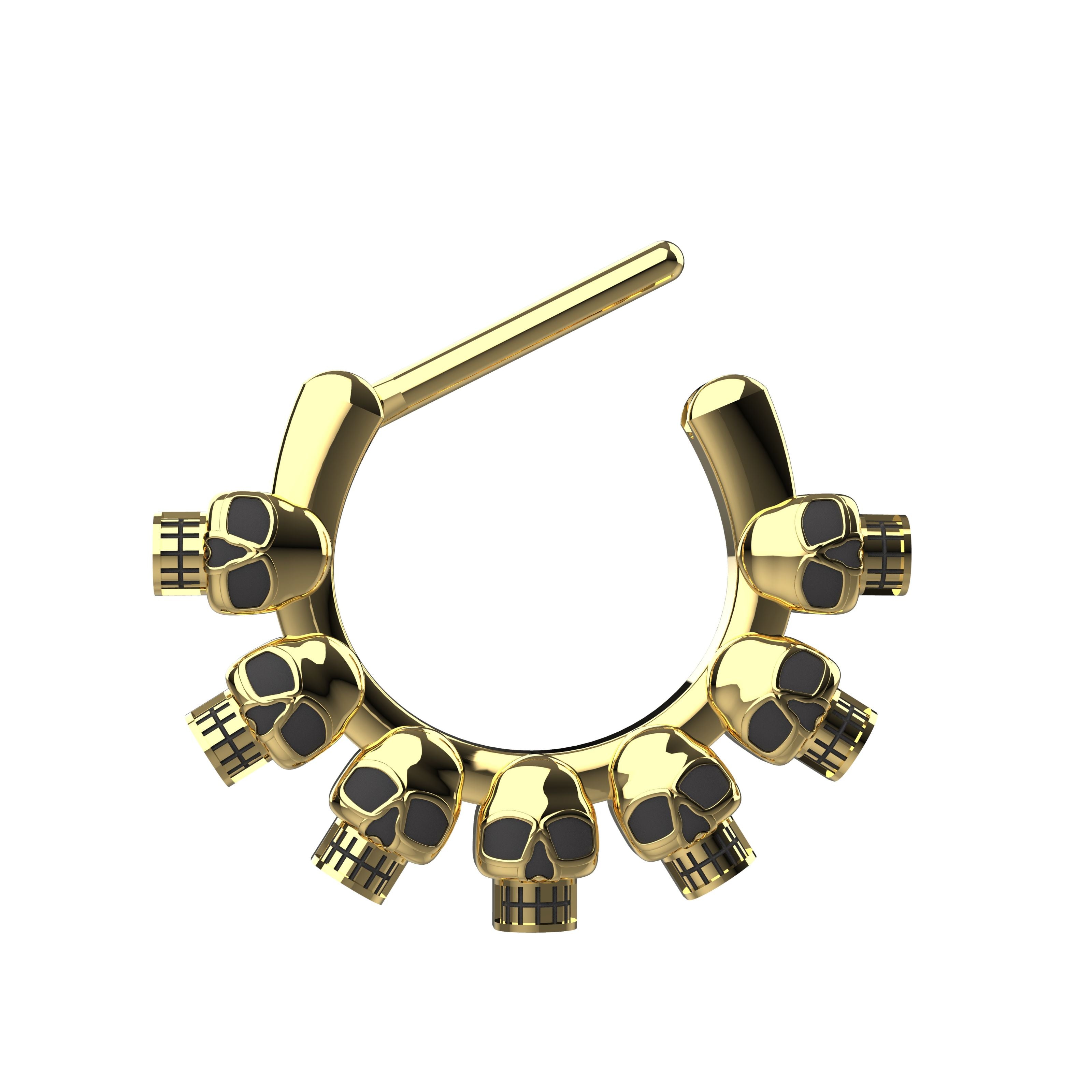 skull septum ring gold - gold tribal septum ring