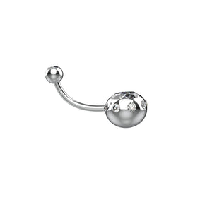 Silver belly piercing ring with a clear gemstone 