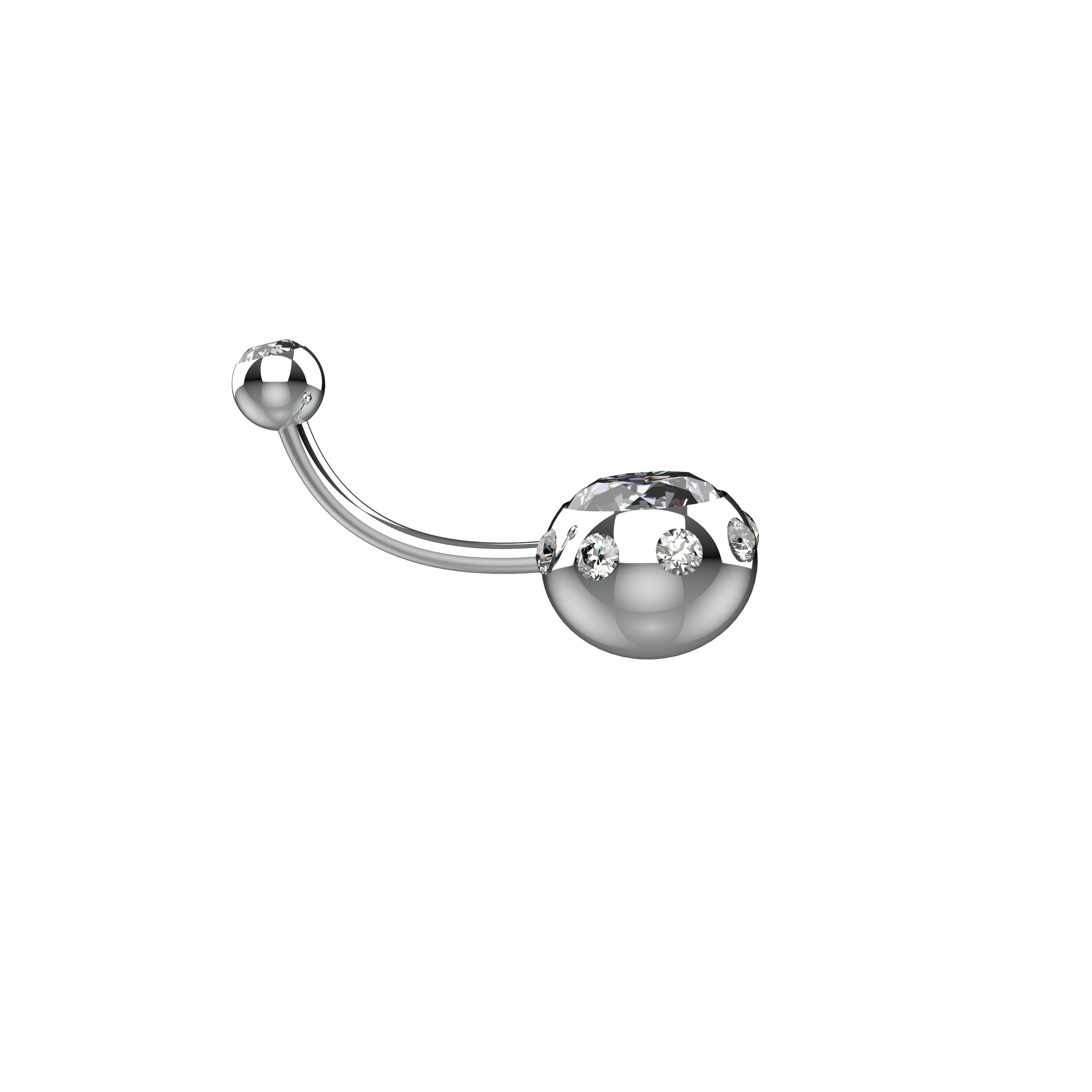 Silver belly piercing ring with a clear gemstone 