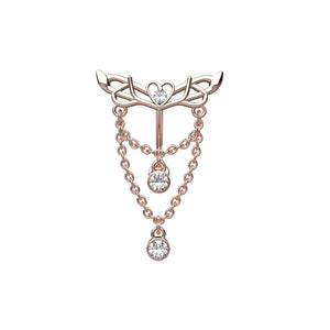 Rose gold belly ring with angle wing 