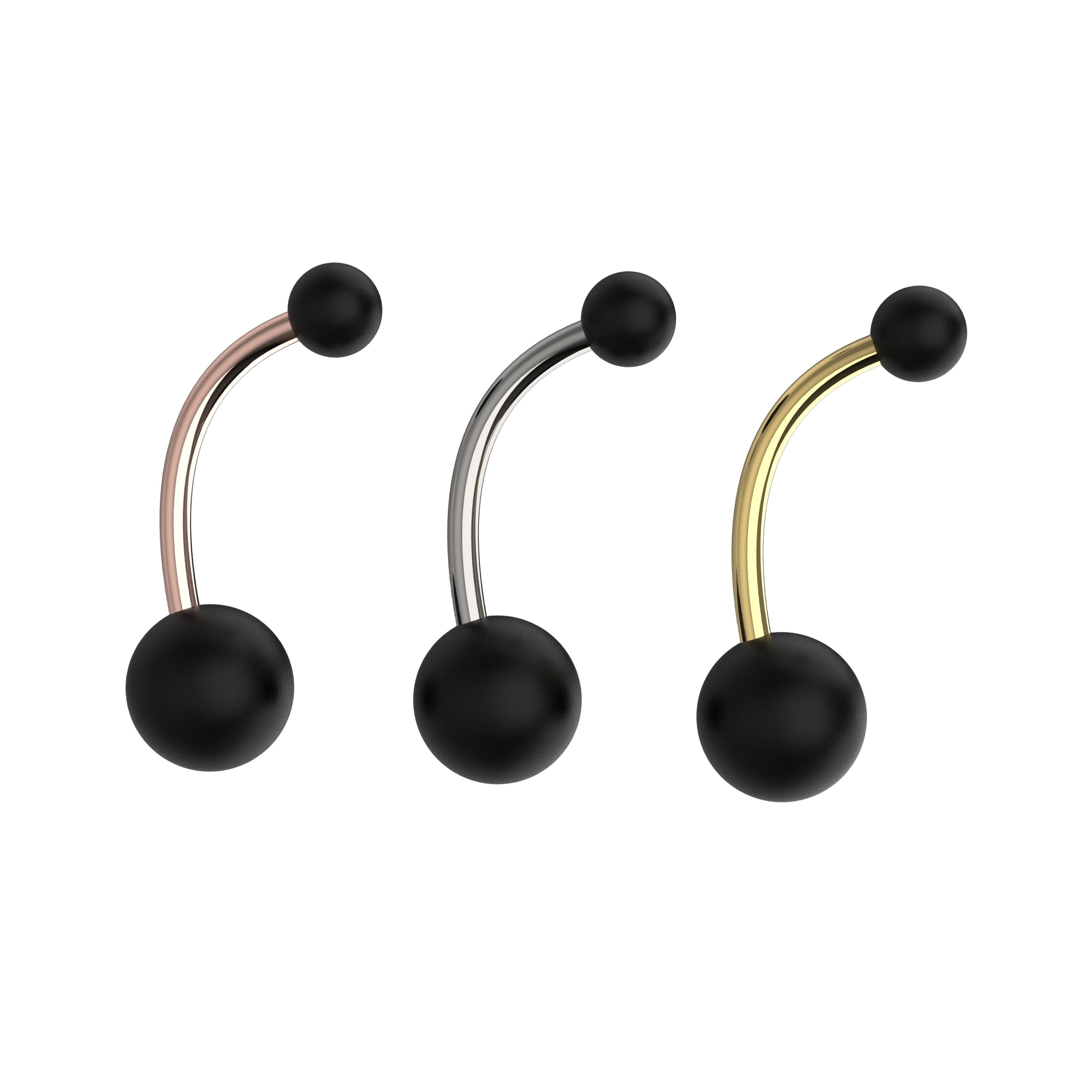black pearl curved belly ring for girls