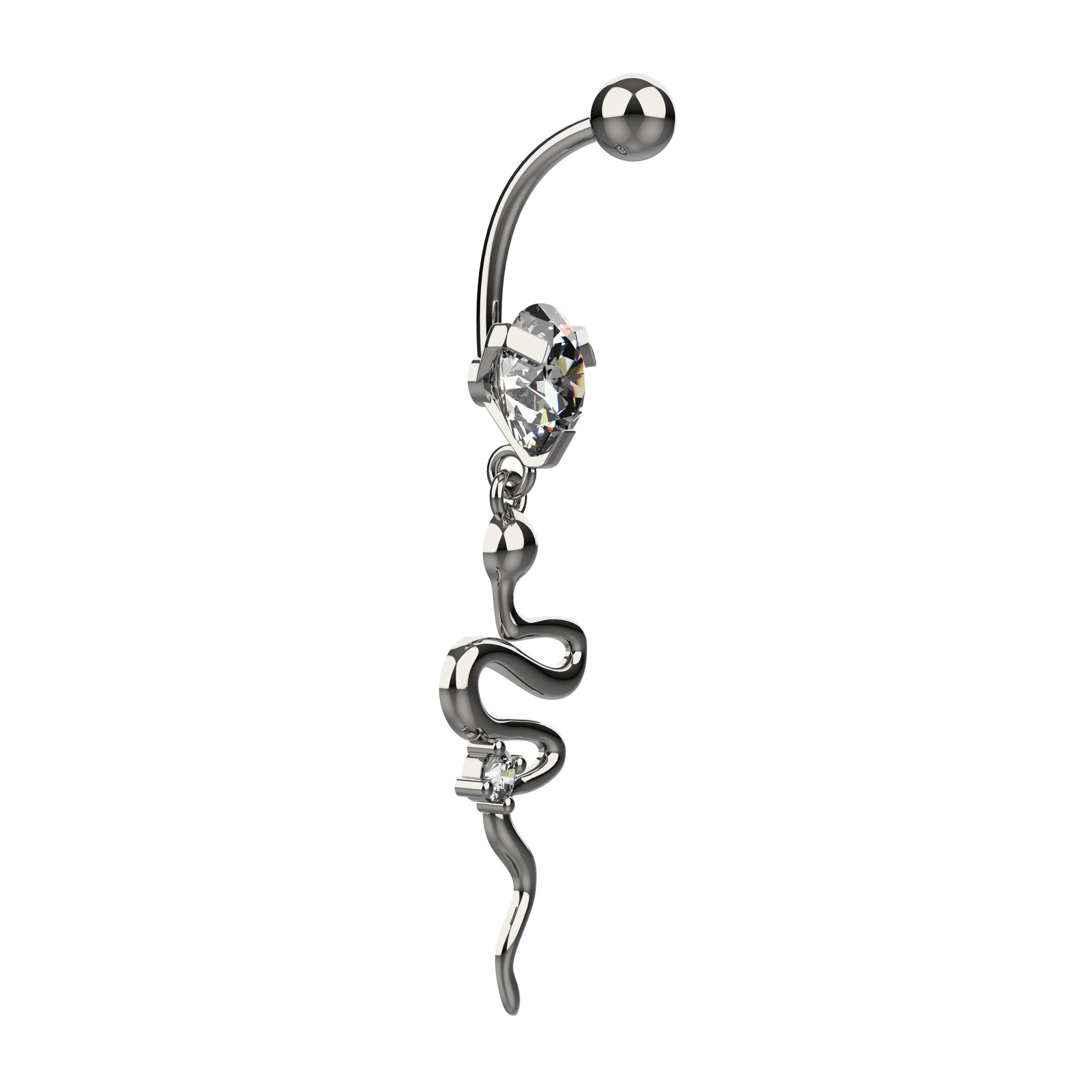 Stylish belly ring snake design close up - Fashion belly button ring for girls India