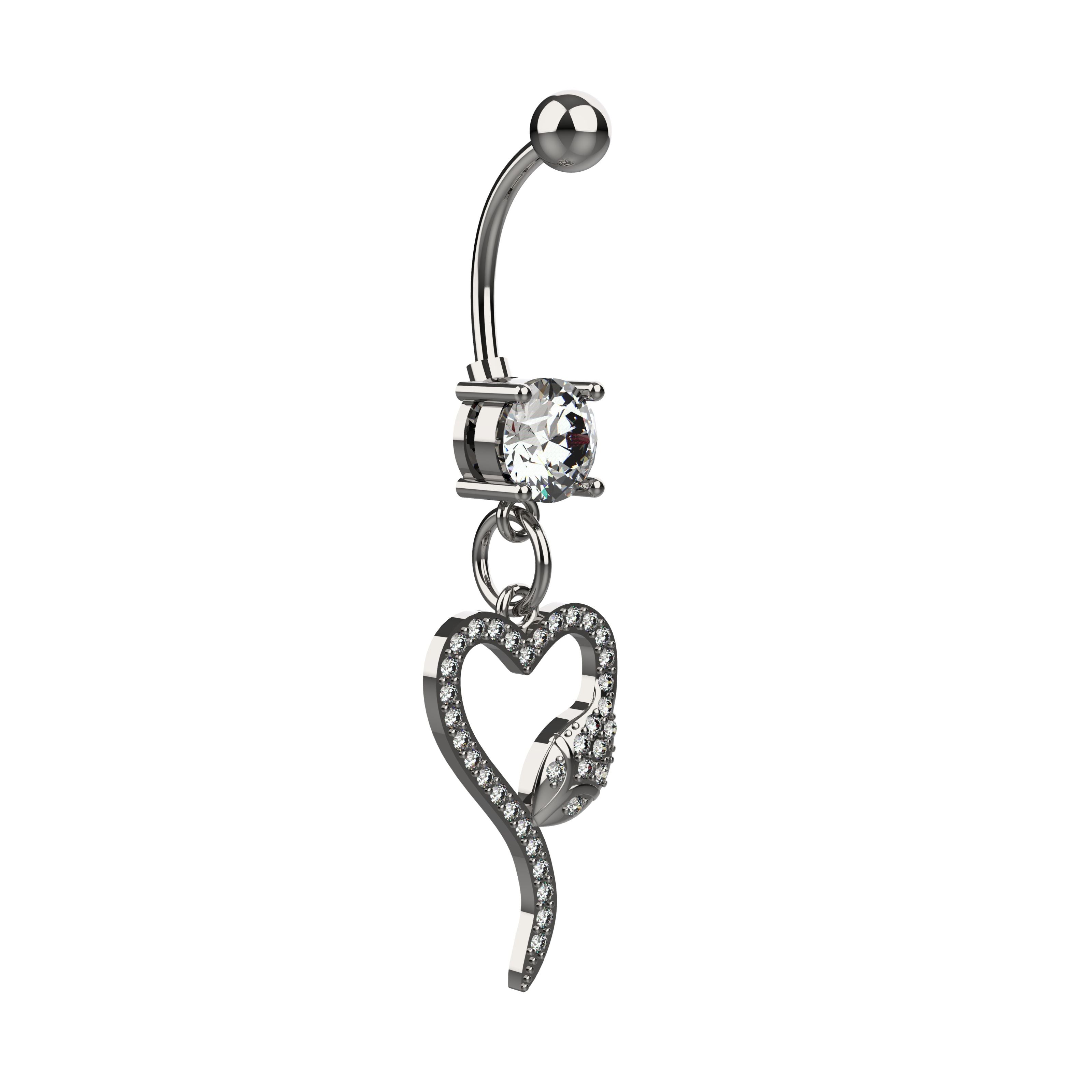 Fashion belly ring jewellery online India - Heart design belly piercing jewellery