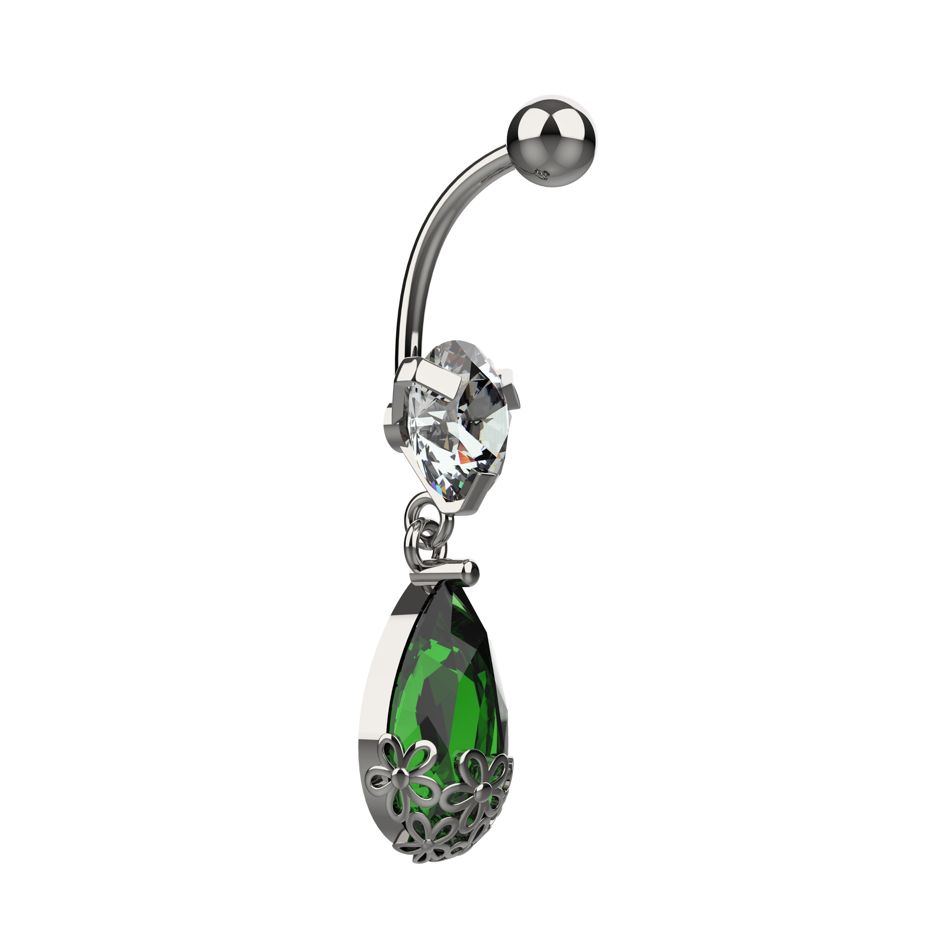 green stone navel ring india - belly piercing jewellery india