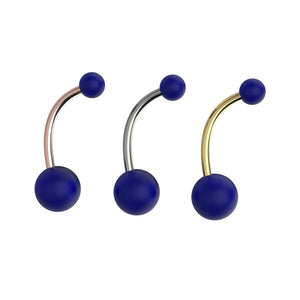 Three belly button rings  with blue balls 