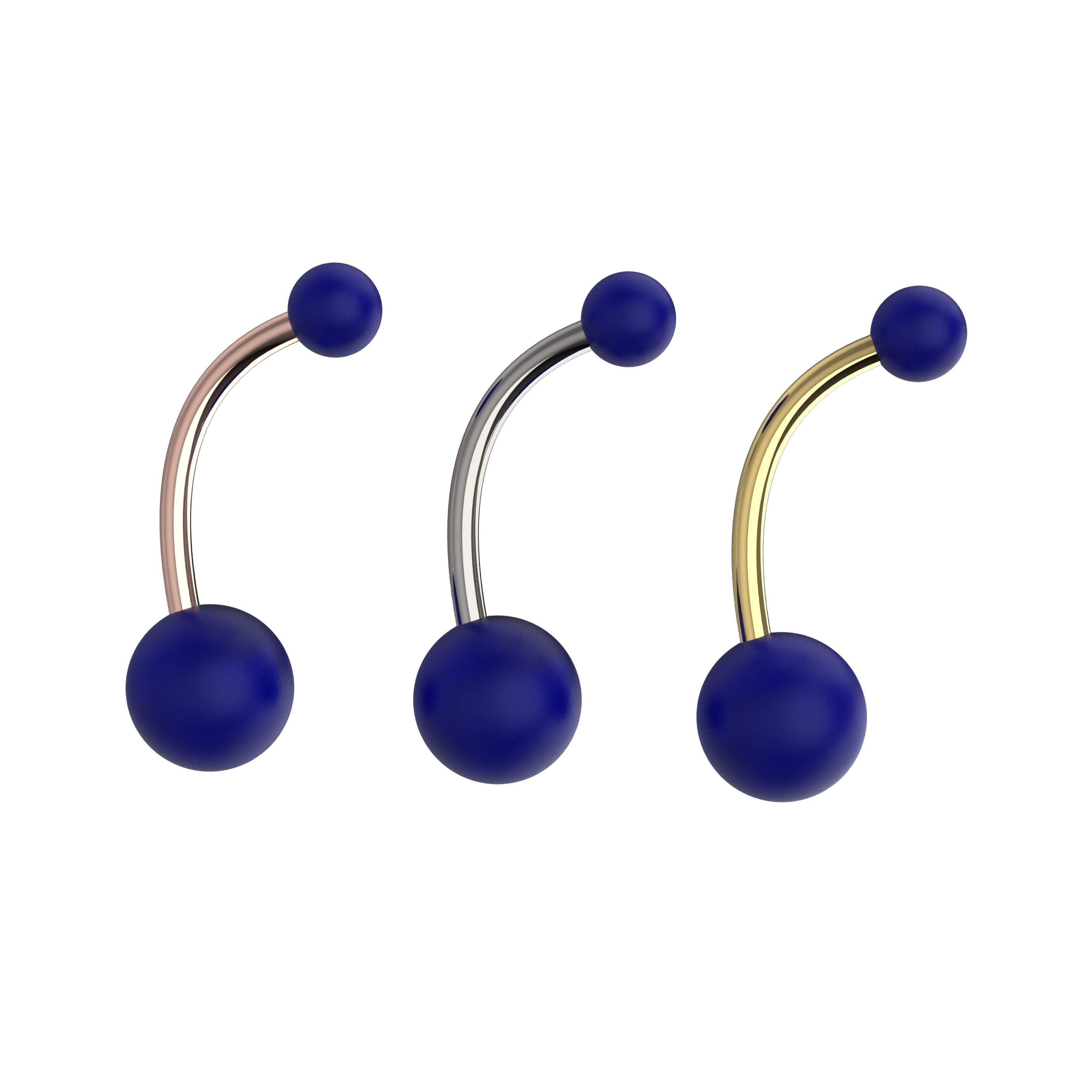 Three belly button rings  with blue balls 