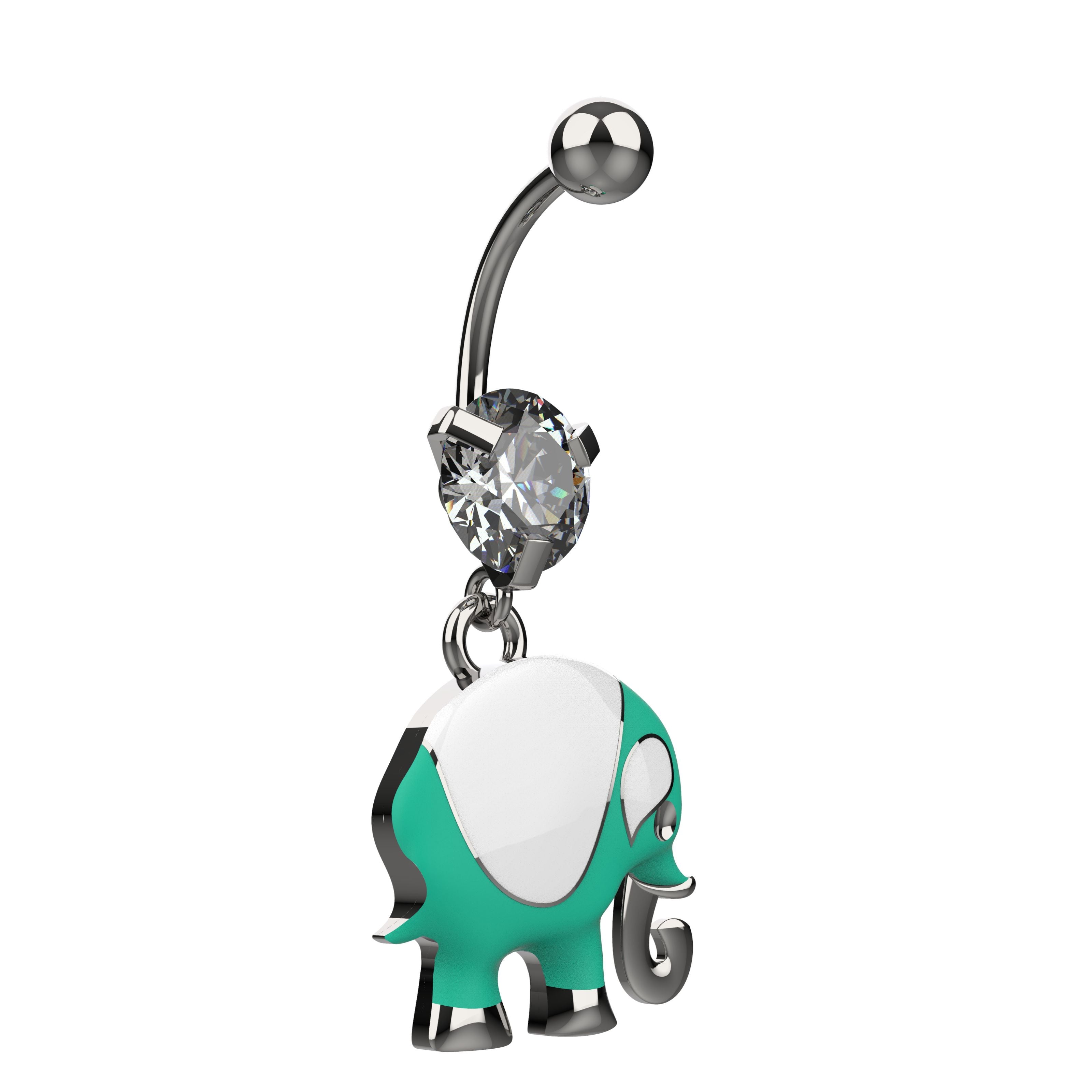 Belly button ring with elephant 