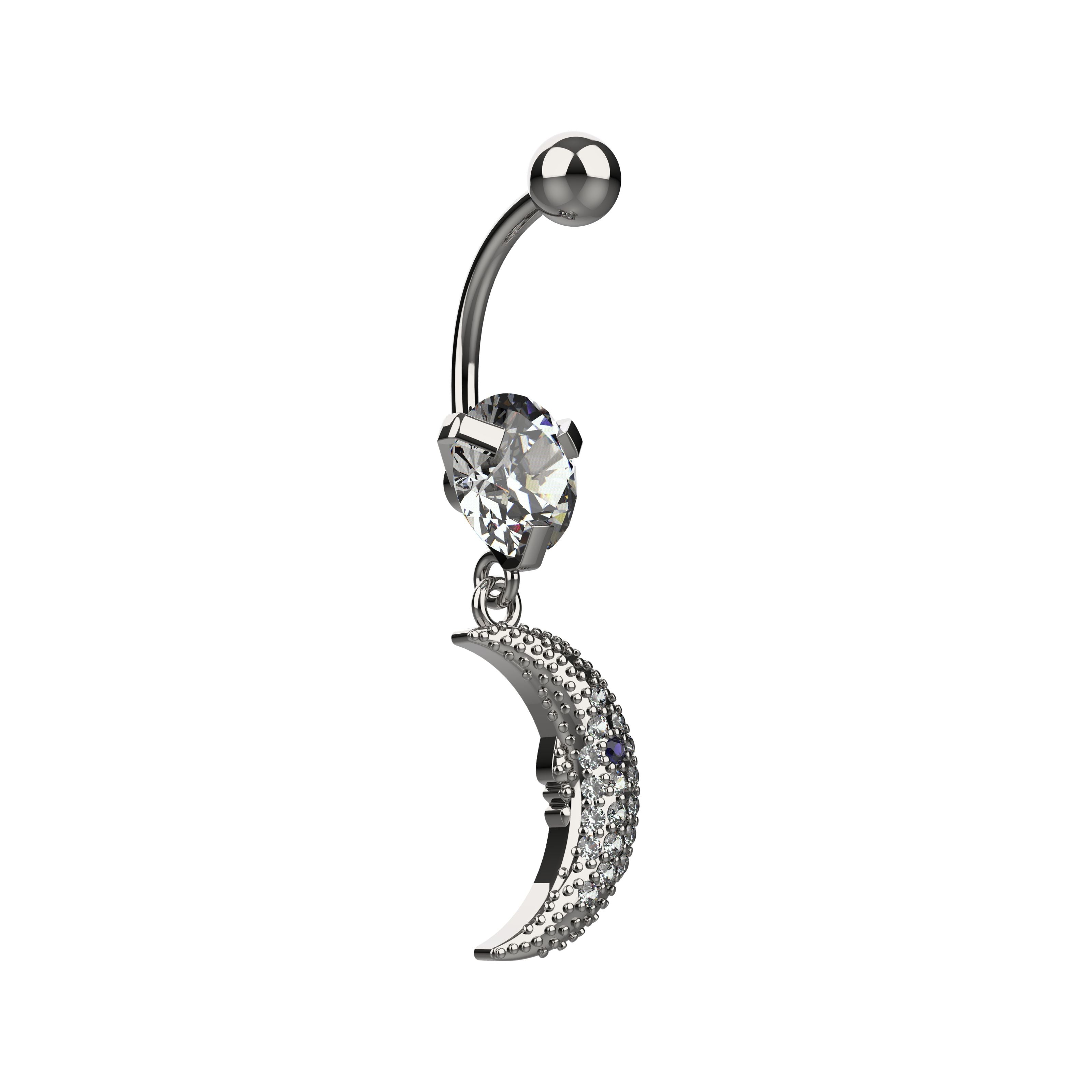 Belly button ring with moon design 